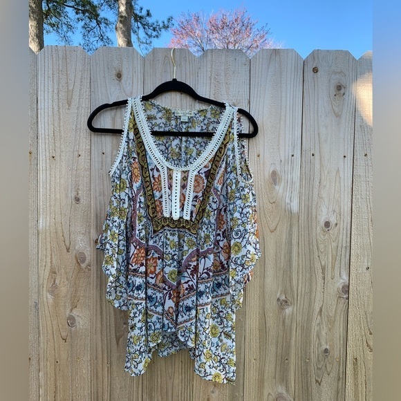 Live and Let Live‎ Women floral petite medium Cold Shoulder lace boho spring - Picture 1 of 6